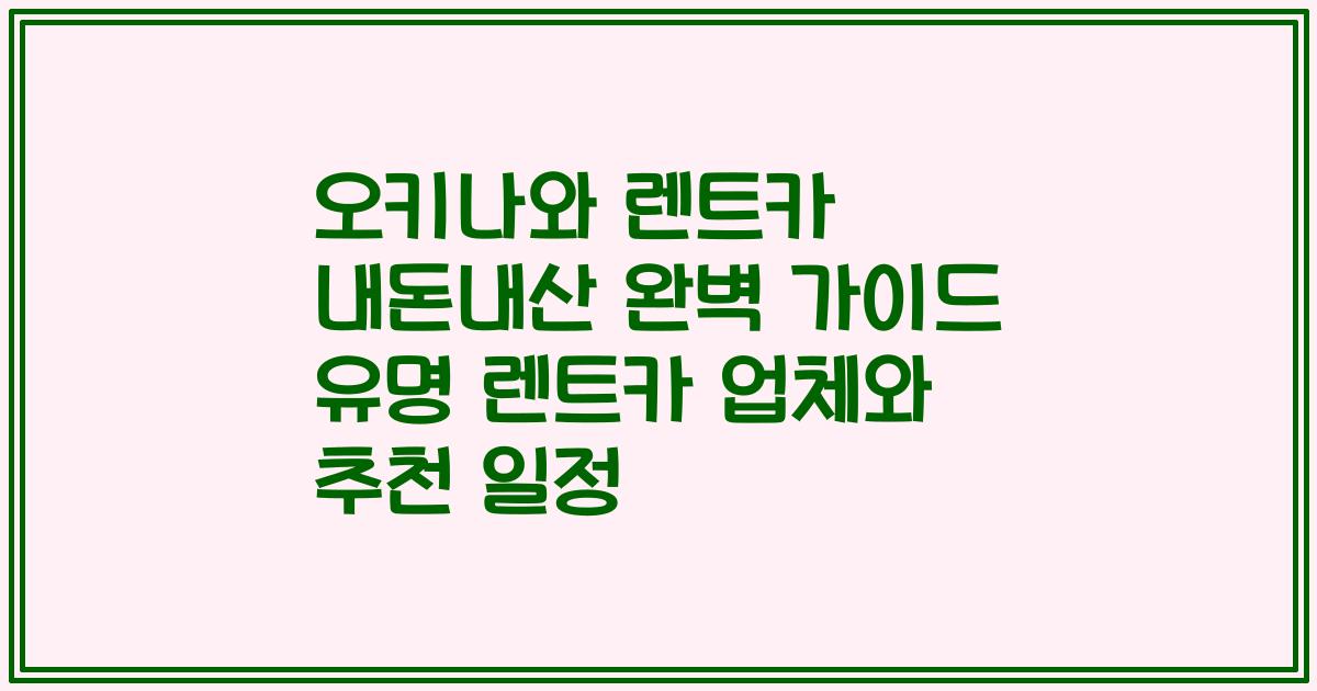 오키나와 렌트카 내돈내산 완벽 가이드 유명 렌트카 업체와 추천 일정