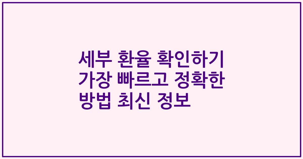 세부 환율 확인하기 가장 빠르고 정확한 방법 최신 정보