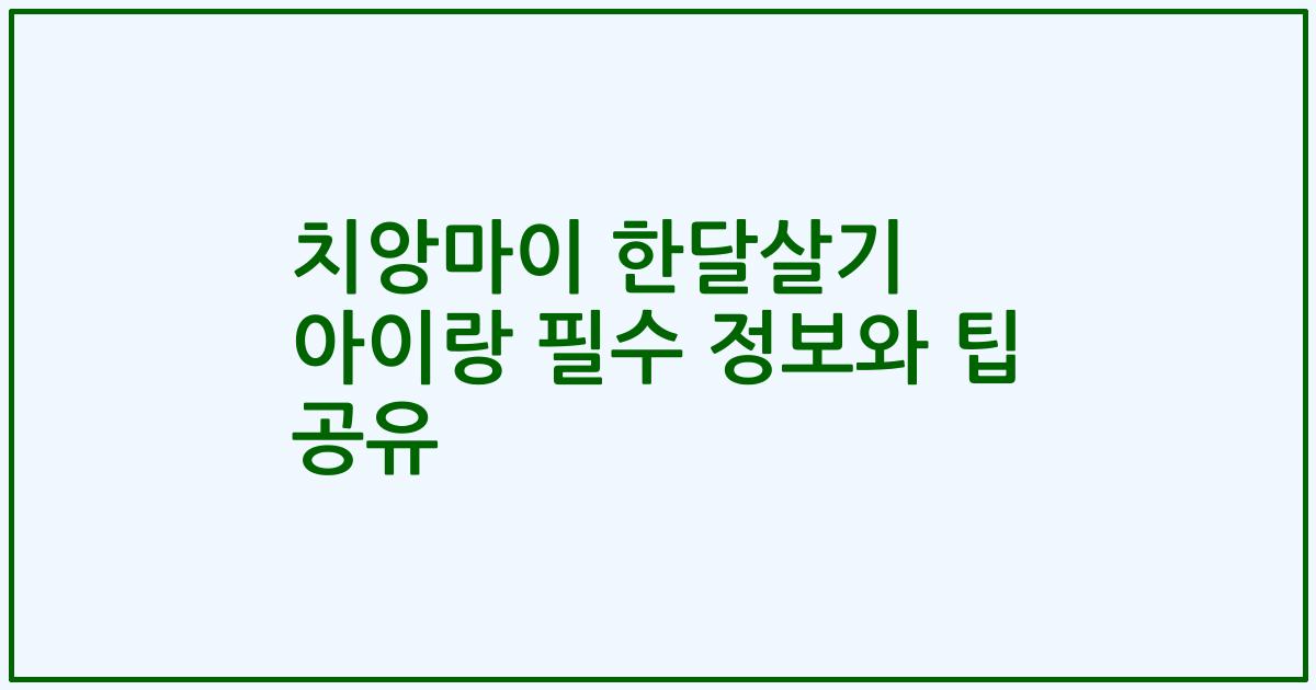 치앙마이 한달살기 아이랑 필수 정보와 팁 공유