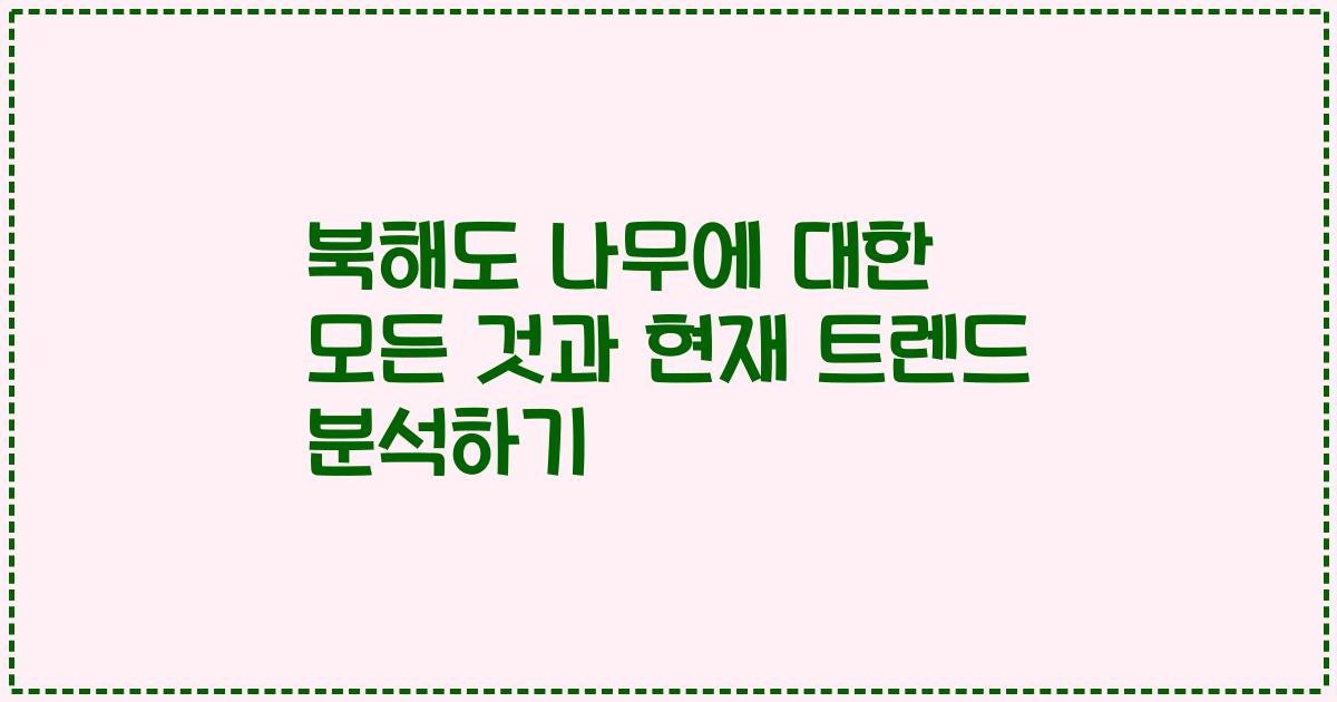 북해도 나무에 대한 모든 것과 현재 트렌드 분석하기